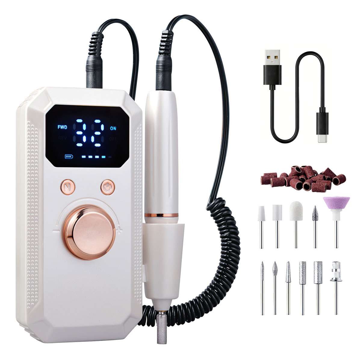 Rechargeable Electric Nail Drill Machine Portable Manicure Pedicure Kit 45000RPM