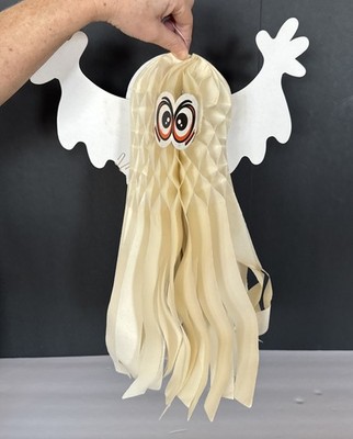 Halloween Ghost Crepe Paper Honeycomb Hanging Die Cut Decoration Vintage