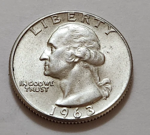 AU 1963 Washington Quarter 25c 90% Silver (X2)