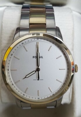 Fossil FS5441 The Minimalist 3h Quartz Mens 44mm Gold Silver 2