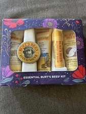 New BURT'S BEES ESSENTIALS KIT Lotion Salve Cleanser Cream Lip Balm Travel Sizes