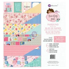 Prima Marketing 12" Traveling Girl Vacation Travel Paris Floral Mixed Media Foil