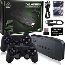HDMI 4K TV Game Stick Console Built in 64GB 20000 Retro Games 2 Wireless Gamepad