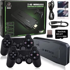 HDMI 4K TV Game Stick Console Built in 64GB 20000+Retro Games+2 Wireless Gamepad