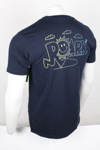 Roark Men's T Shirt Happy Daze Short Sleeve Fair Trade Organic Navy RT1178 - Picture 2 of 3