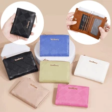 Leather Wallet for Women Small Bifold Credit Coin Holder ID Windows Zipper Purse