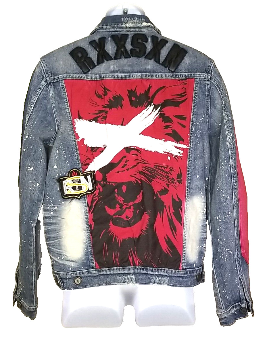 REASON NY Denim Jean Patchwork Jacket Men's Stree… - image 2