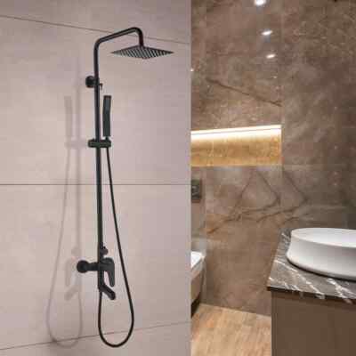 Magic Home 8.66'' Square Rainfall Shower System, Pressure-Balanced, Black