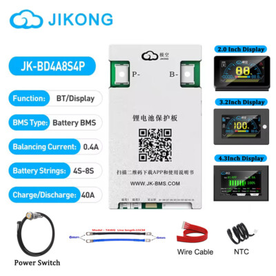 JK BMS BD4A8S4P 4S-8S 40A Smart BMS Li-ion LiFePo4 Lto with 0.4A Active Balance