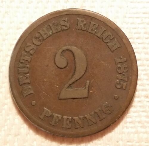 2 pfennig Impero tedesco 1875 moneta in corso aquila imperiale tedesca Impero (49) - Foto 1 di 2