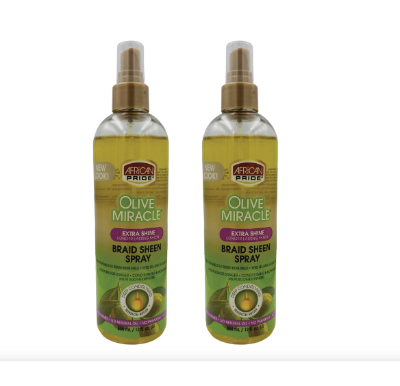 African Pride Braid Sheen Spray Extra Shine 12oz 355ml - Pack of 2