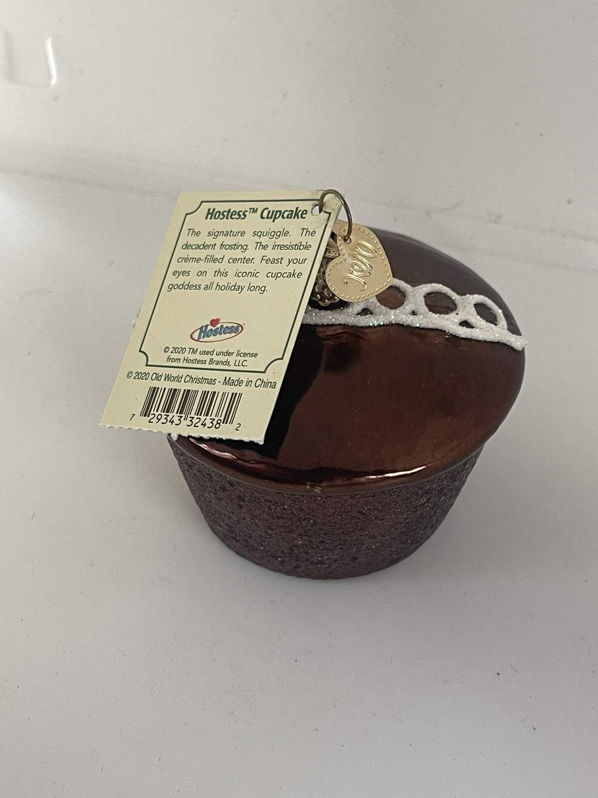 Hostess Chocolate Cupcake Christmas Holiday Ornament Glass Old World Christmas