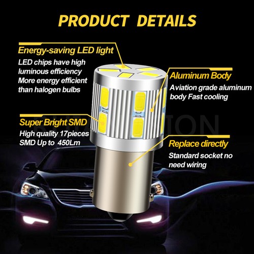 2pcs AC/DC 6V 1156 BA15S LED White 5630 17 SMD Indicator Turn Signal Light Bulb - Afbeelding 2 van 8