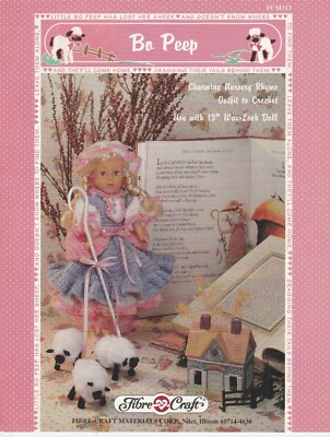 Bo Peep gehäkelte Puppenkleidung Muster Kinderzimmer Reim Kleid & Pantalons 13 Zoll