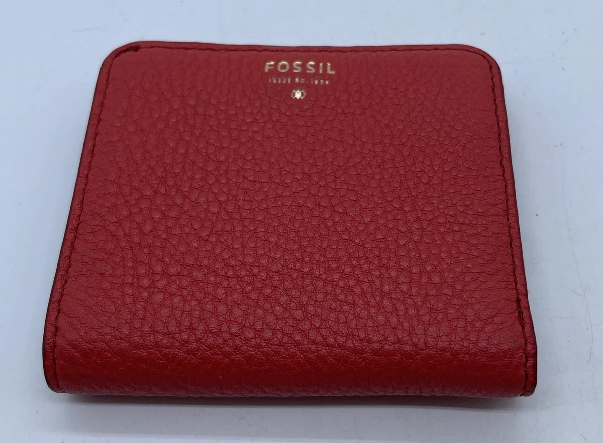 Fossil Madison Small Leather Bifold Wallet Red Brown EUC SL6684 