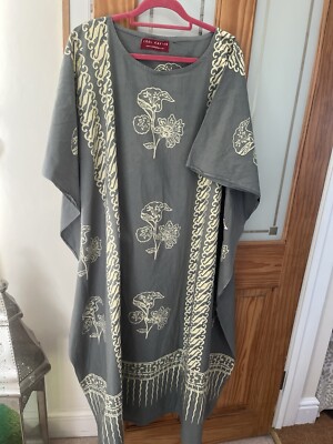 COOLER KAFTAN - Java grau und creme Baumwolle Batik Kaftan - freie Größe