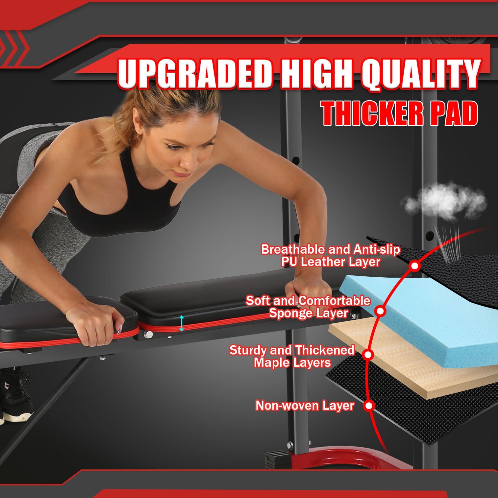 660lbs Adjustable Weight Bench Bench Press with Squat Rack Olympic for Home Gym