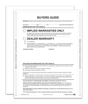 1 PART SELF ADHESIVE BUYERS GUIDE PACK OF 100 FORM IMPLIED WARRANTY NO LINES
