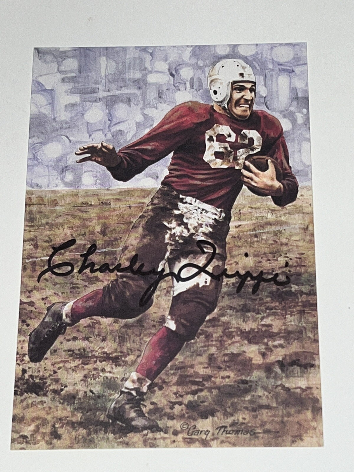 Charley Trippi Autographed Signed Arizona Cardinals Cardinals HOF Goal Line Art Card JSA COA 