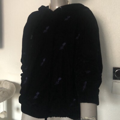 Sweat-shirt à Capuche En Velours Maje - Taille 2 Noir - Velours Polyester Doux Et Confortable Pour Femme