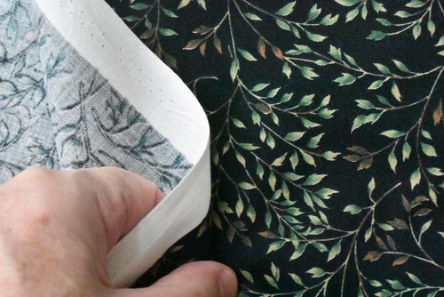 By 1/2 Yd, Green & Brown Leaves on Black Quilt Cotton, Maywood, Simpatico, B1522 - Picture 5 of 6