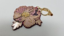 New Michael Kors Spring Poppy leather key fob/ bag charm