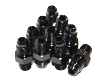 10PCS BLACK 4AN AN-4 to 1/8'' NPT Male Thread Straight Aluminum Fitting Adapter