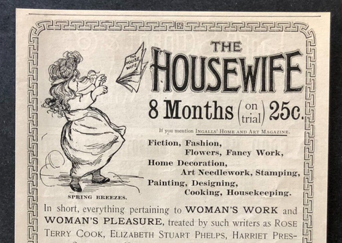 Revista de ama de casa de 1891 anuncio trabajo y placer de mujer impresión antigua AD - Imagen 2 de 2