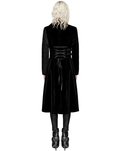 Punk Rave Womens Avant Gothic Asymmetric Velvet Coat - Picture 5 of 13