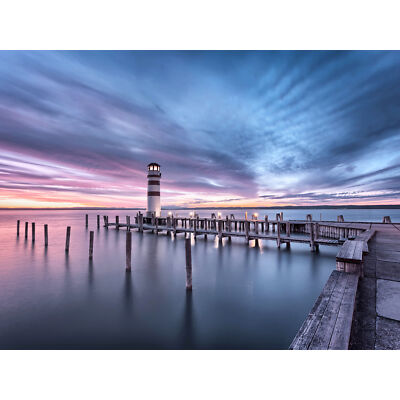 DeSousa Neusiedlersee Österreich Sonnenuntergang Leuchtturm Foto Wandbild Leinwanddruck
