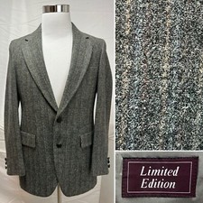 Limited Edition Vintage Men's 36R Tweed Gray Pinstripe 2-Button Blazer Jacket