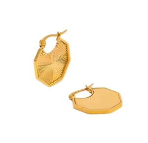 Authentic ADIBA Rays of Hexagon 18k Gold Plated Huggie Earring