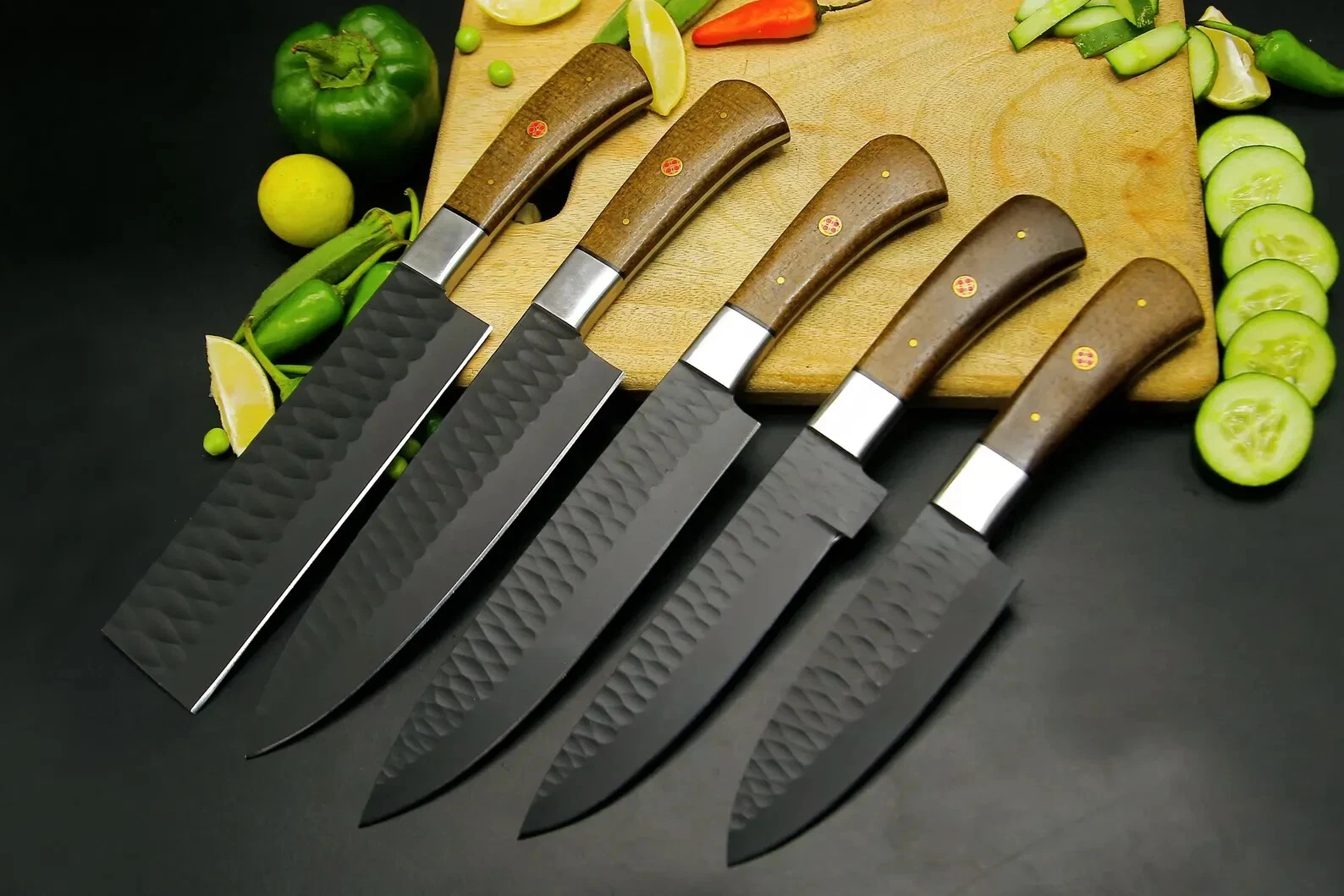 HAND FORGED CARBON STEEL CHEF KNIFE Set Kitchen Knives Best USA gifts