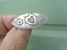 Victorien Argent Sterling Sweetheart Broche H/M 1895 Birmingham Coeur & Fleurs