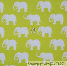 BonEful Fabric FQ Cotton Quilt Green White ELEPHANT Zoo Animal Circus Kid Stripe