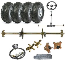32" Go Kart Rear Axle Kit 7" Wheels Steering Rack Sprocket Hub ATV Quad Buggy
