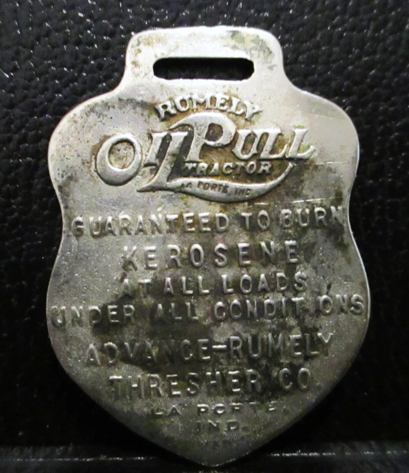 RARO! Reloj Bolsillo Advance Rumely Thresher Company Tirador de Aceite Tractor Llavero LaPorte Foto 2 de 3