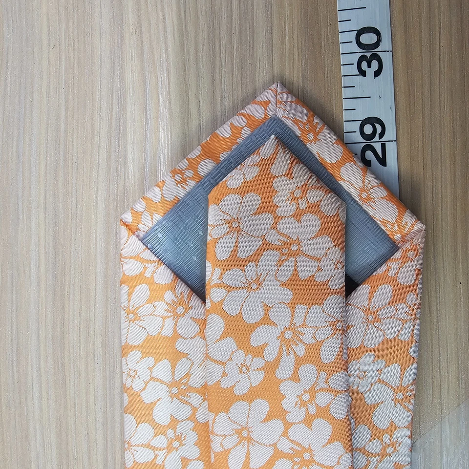 Corbata Hawaiana Para Hombre Blanca Floral Pastel Naranja Corbata Tropical Resort Divertido PUCCINI Foto 3 de 4