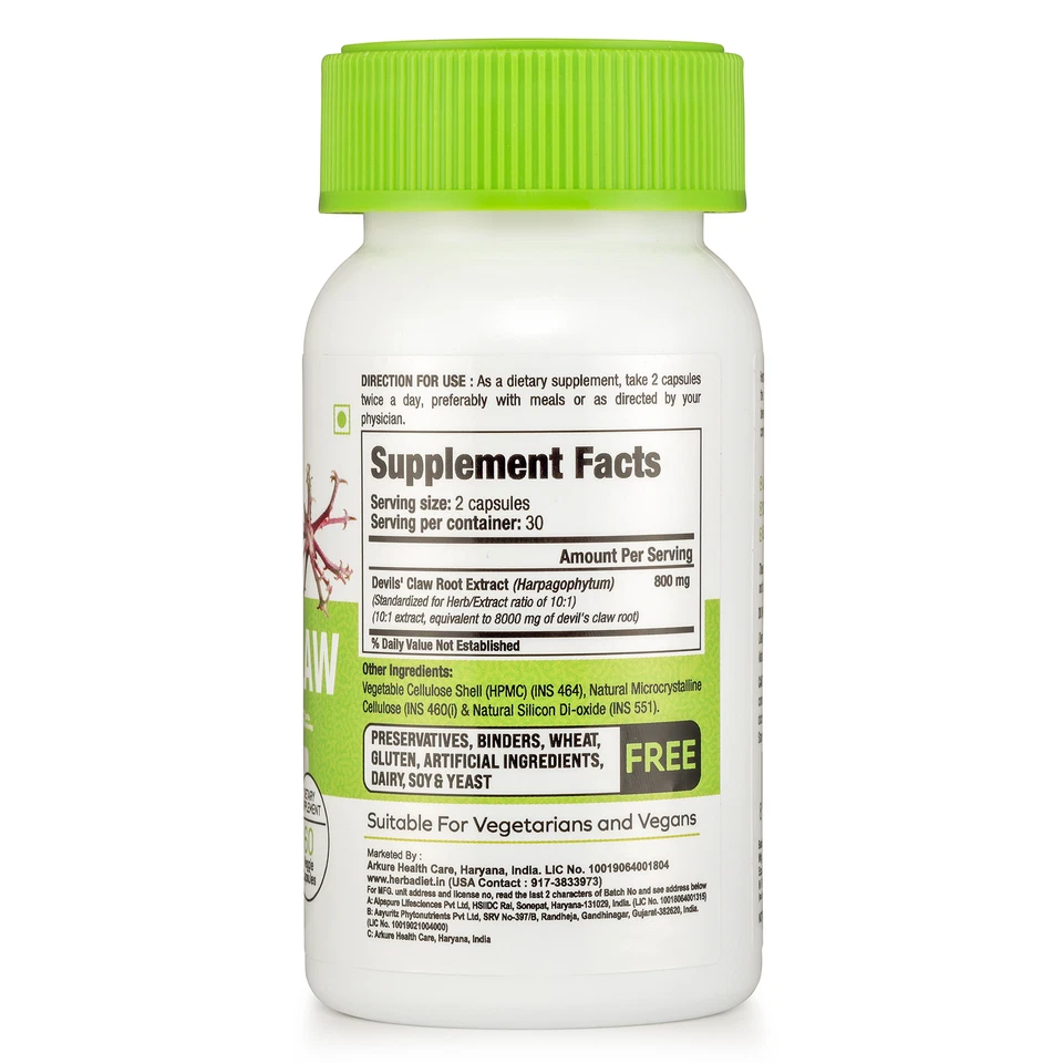 Cápsulas Extracto Garra del Diablo 10:1 FUERTE Soporte Eficaz Alivio del Dolor Articular Foto 2 de 4