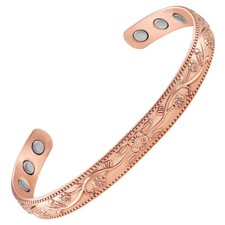 Copper Magnetic Therapy Bracelet 6 High Power Rare Earth Magnets Shiny Splendor