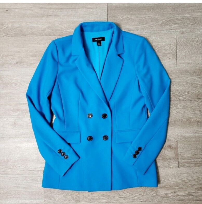 HALOGEN teal blue double breasted button lined bl… - image 1