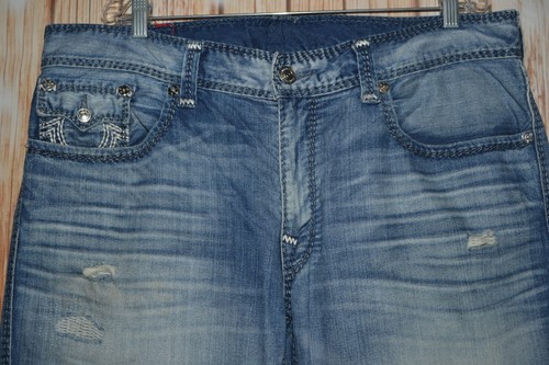 True Religion Men's Straight True Indigo Mega T Blue Demin Jeans 40x34 - Picture 5 of 12