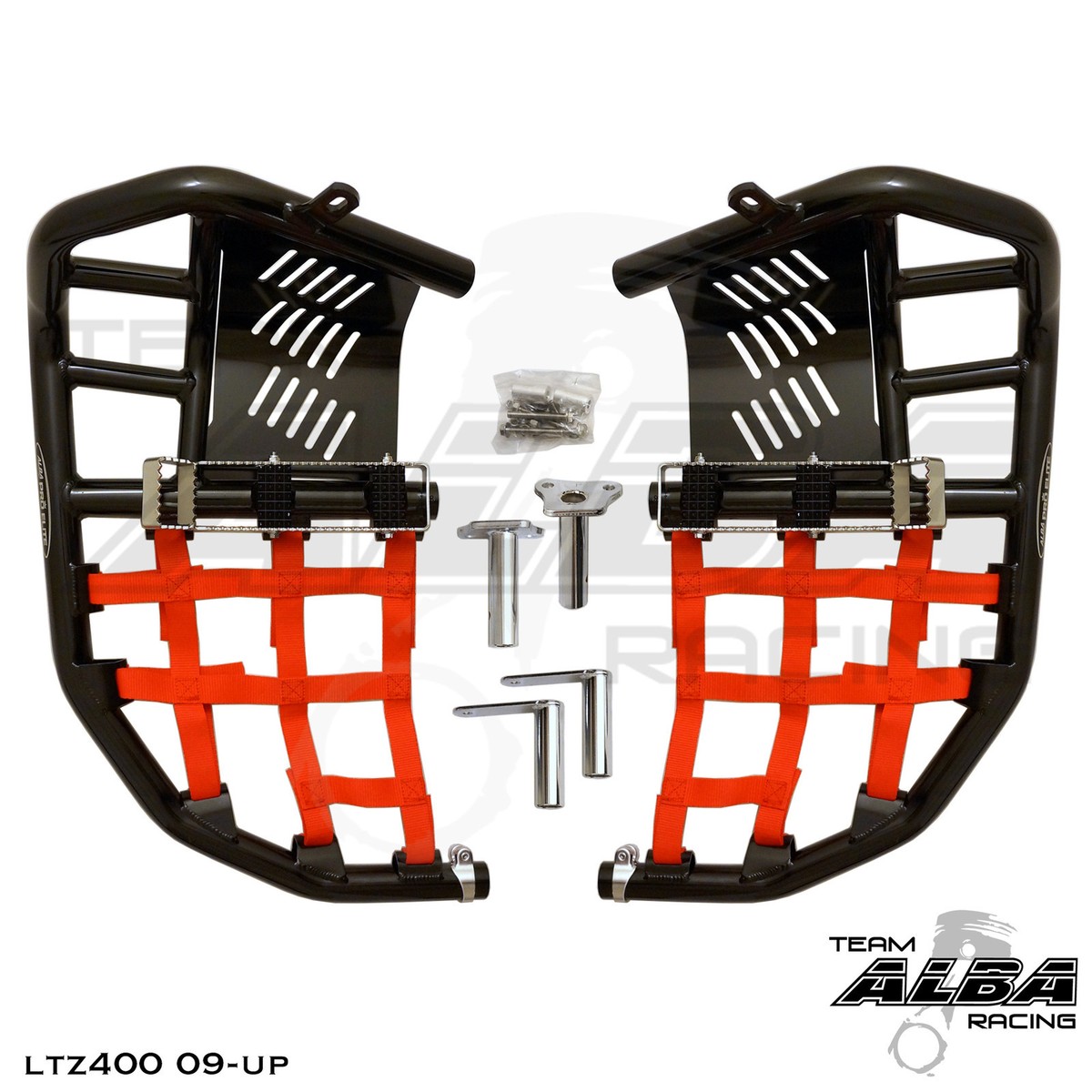 Suzuki LTZ 400 Nerf Bars Pro Peg 09 and up Alba Racing Black/Red
