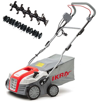 IKRA 2 in 1 Elektro Vertikutierer Rasenlüfter Moosentferner Fangkorb 55 L 2000 W