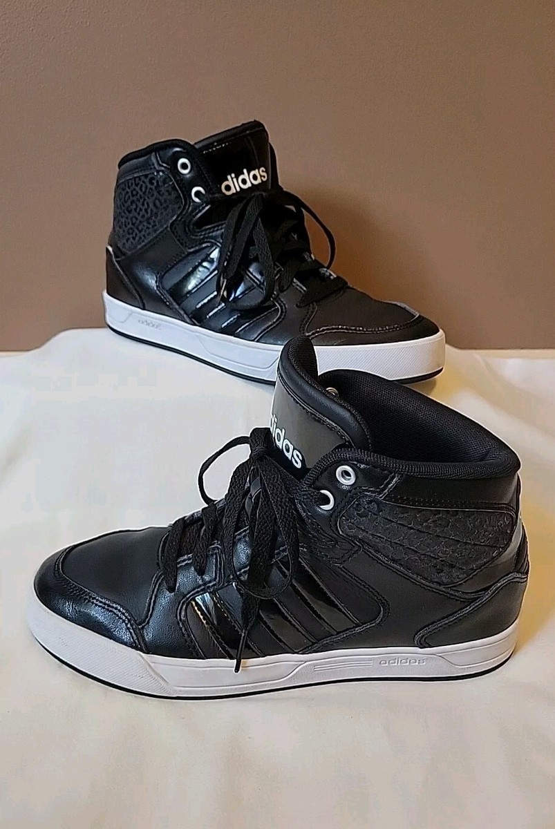 EUC adidas Women's NEO Raleigh Sneakers Shoes Mid Triple Black Lace Up Sz 