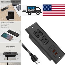 10ft Desk Power Strip with USB Ports and Recessed Design for Clean Spaces