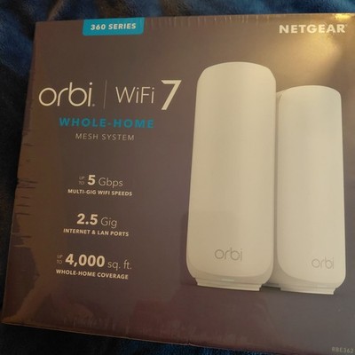 Netgear Orbi WiFi 7 360 Series NEW Sealed BE5000 2pk System 4,000 SF Coverage 