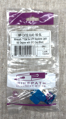 Wirepath WP CAT5E RJ45 180 BL Cat 5e RJ45 UTP Keystone Jack w/ IDC Cap Lot of 4