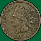 1859 Indian Head Cent Choice Very Fine VF+/XF Coin #42479