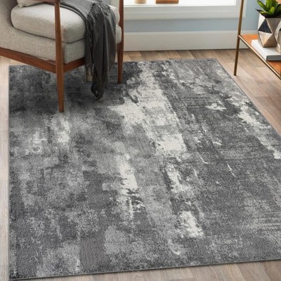 LUXE WEAVERS Euston Collection Dark Grey 6x9 Abstract Rug